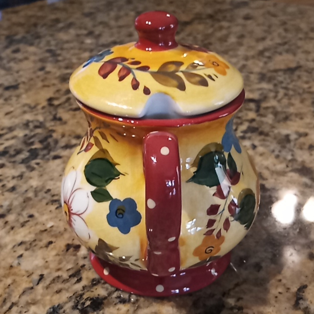 Oneida Sunset Bouquet Creamer And Sugar Dish With Notched Lid. Hand Painted. - Picture 9 of 16